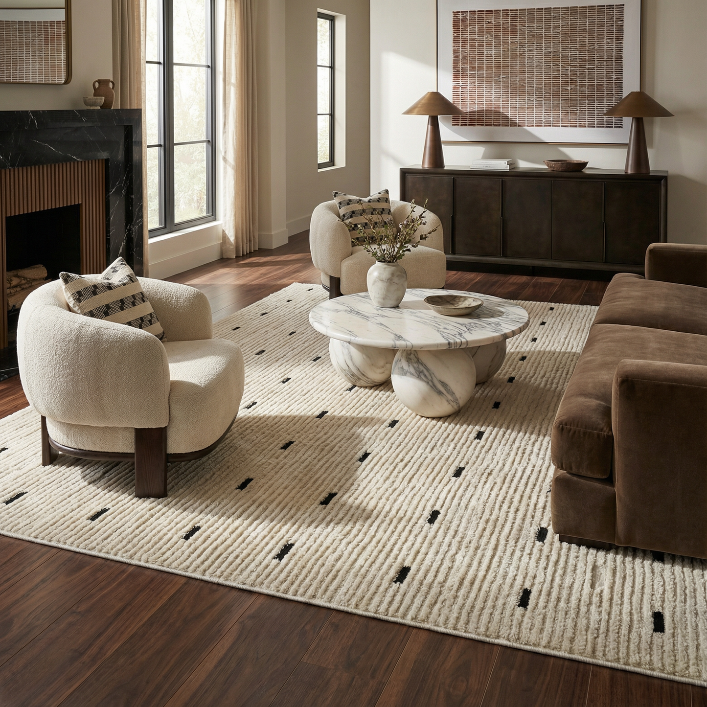 Alfombra Domus Abstract Modern Cream Black