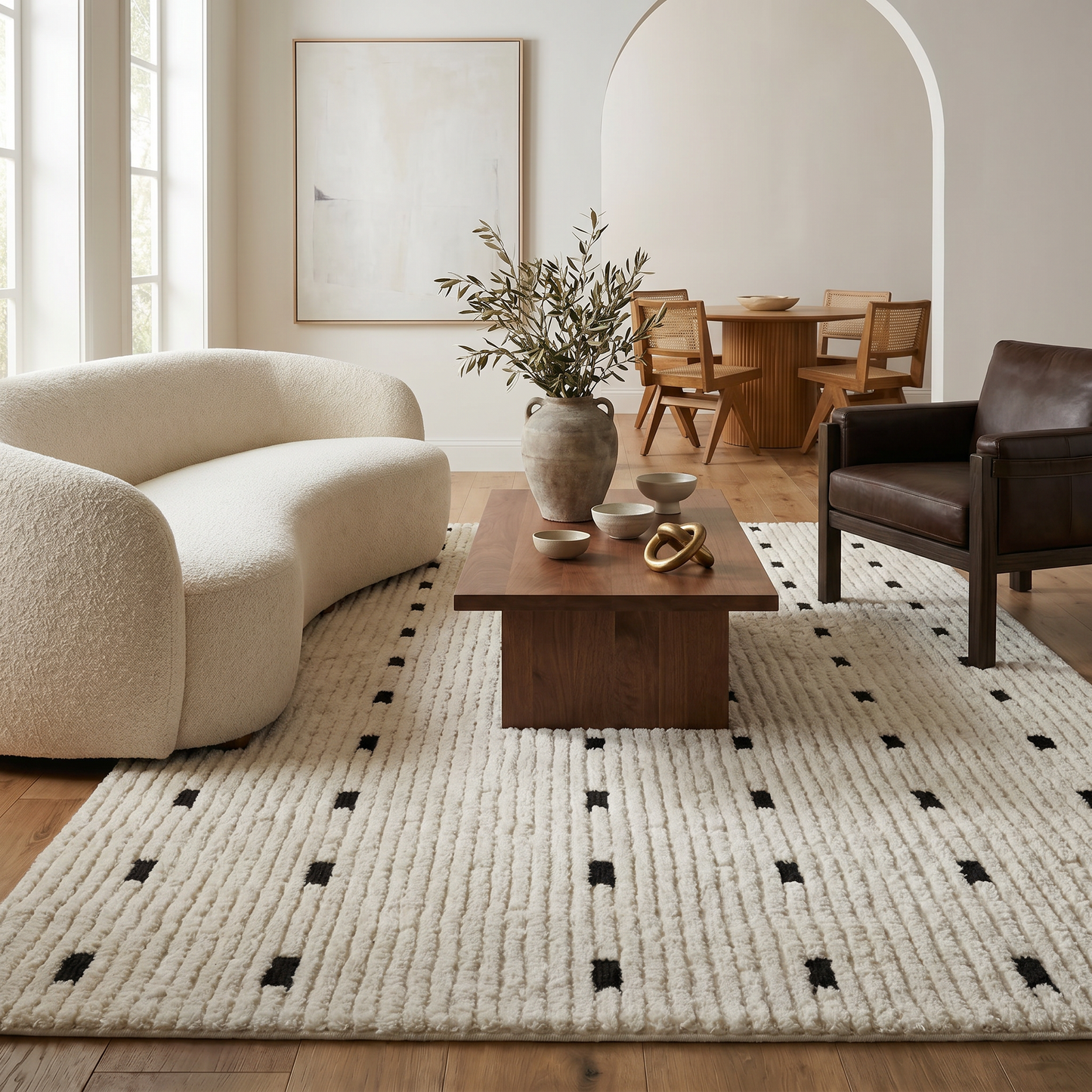 Alfombra Domus Abstract Modern Cream Black