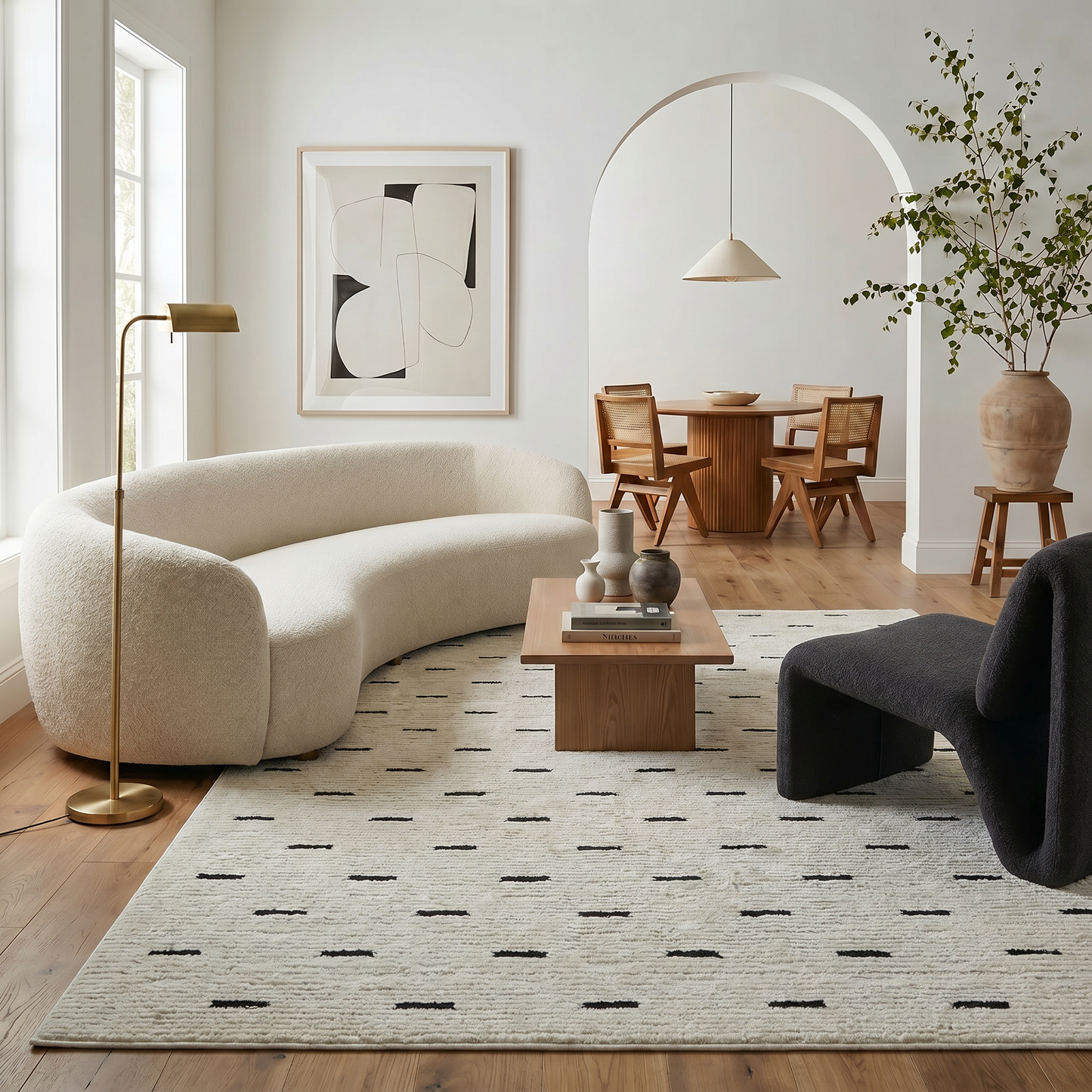 Alfombra Domus Abstract Modern Cream Black