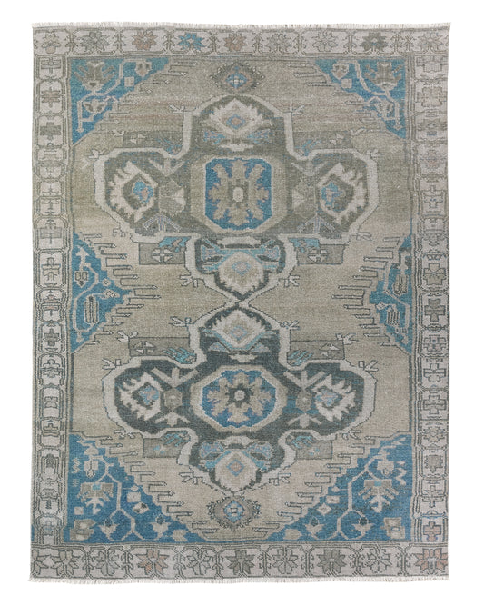 Adamen Medallion Vintage Brown and Blue Area Rug