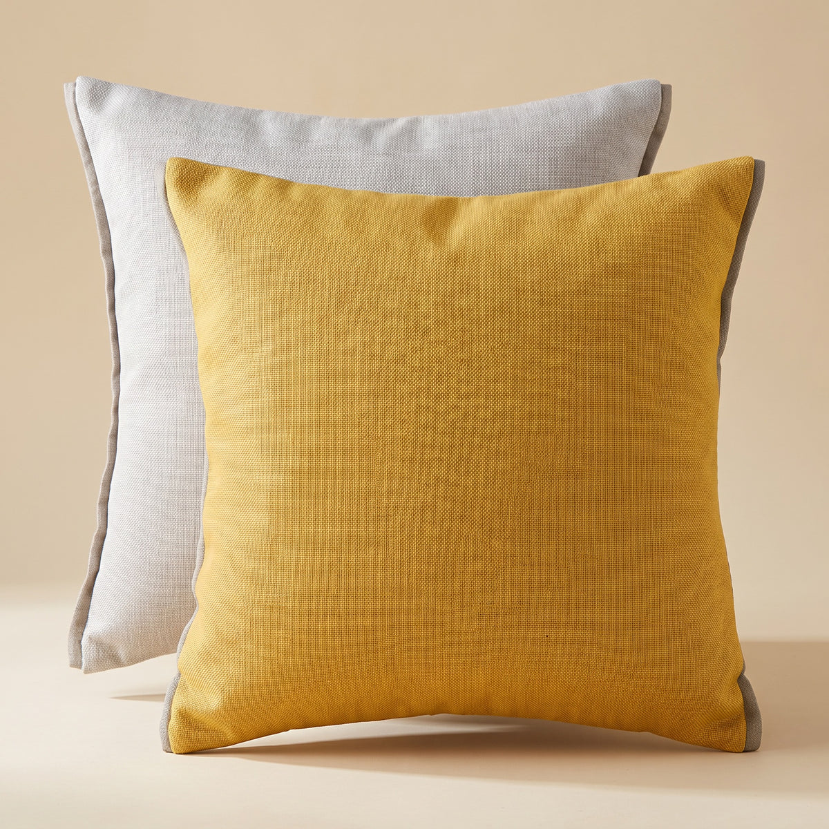 Tova Textured Yellow and Light Grey Pillow