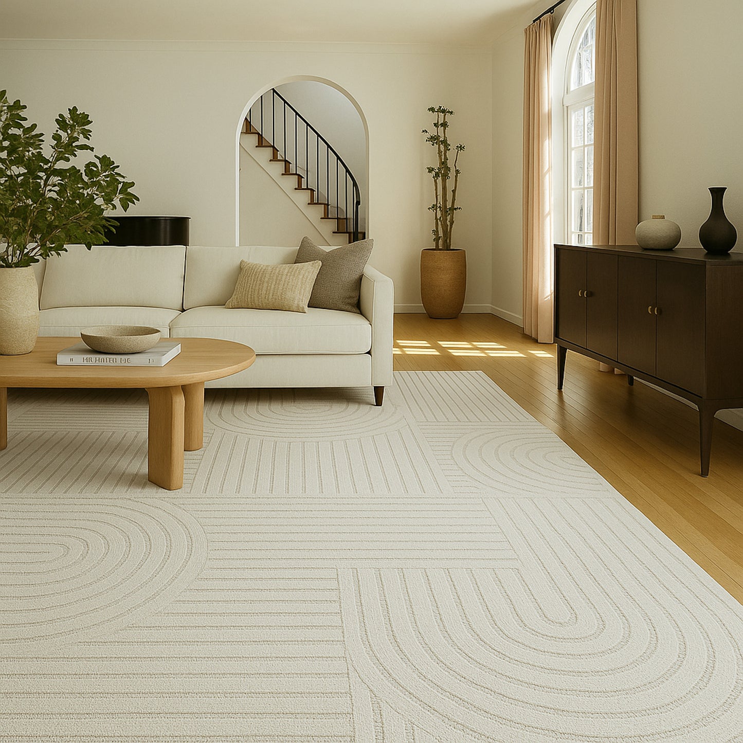 Alfombra geométrica moderna color crema Astra
