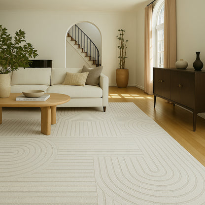 Alfombra geométrica moderna color crema Astra