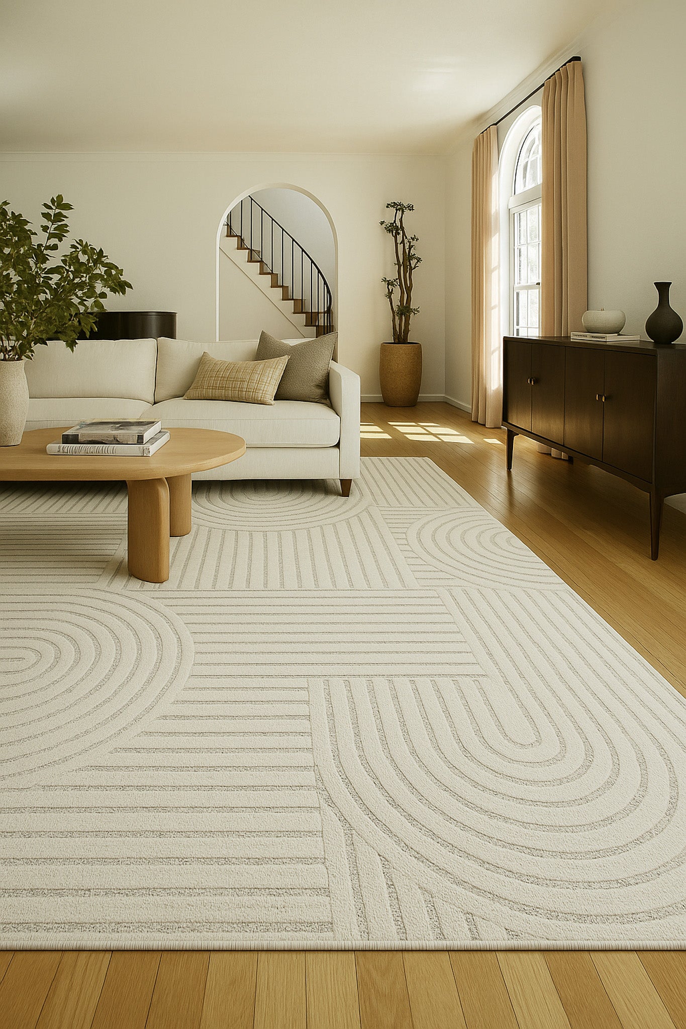 Alfombra geométrica moderna color crema Astra