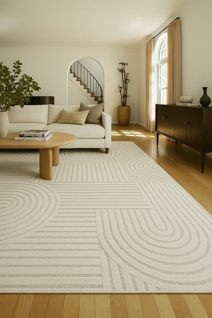 Alfombra geométrica moderna color crema Astra
