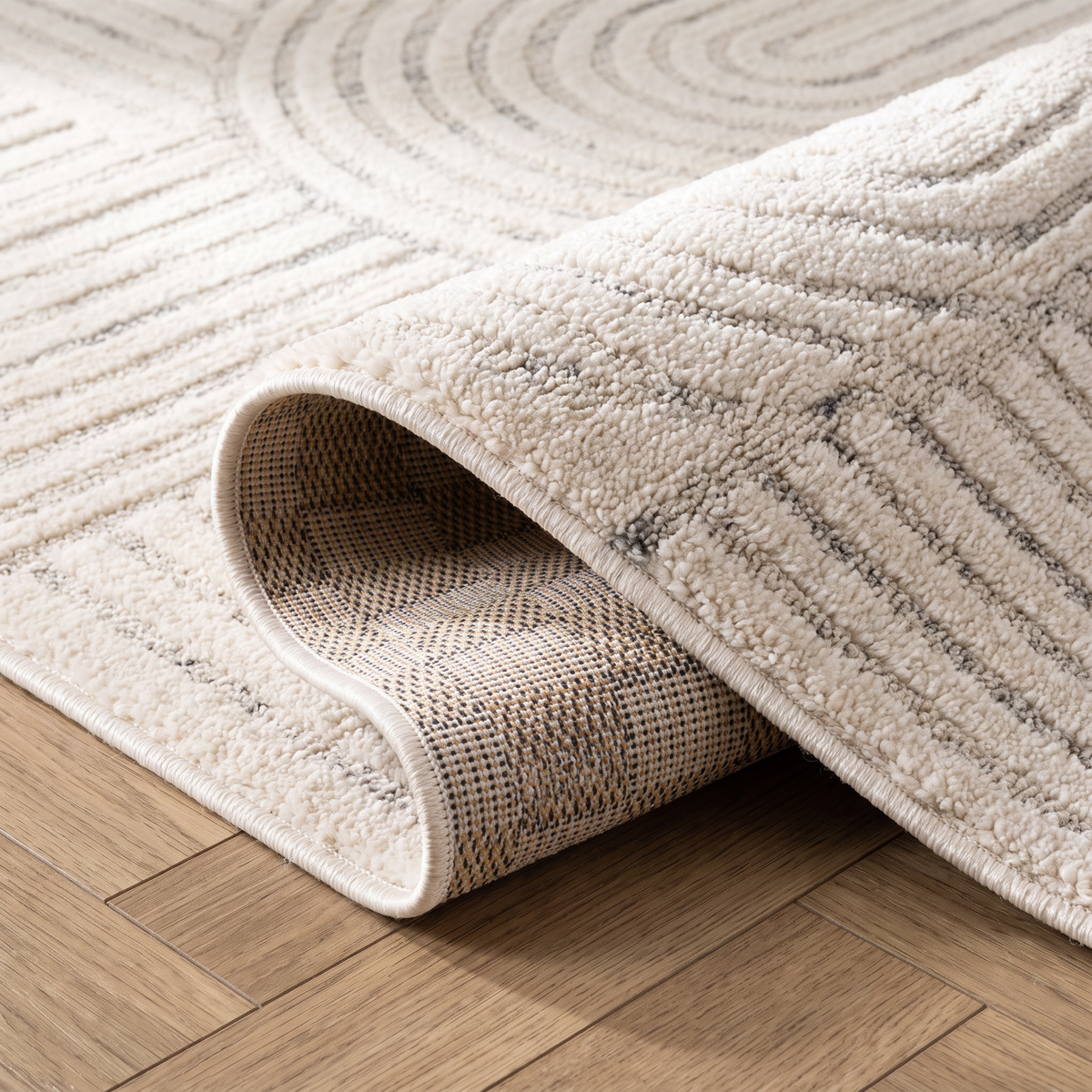 Arcus Geometric Modern Cream and Beige Indoor Rug