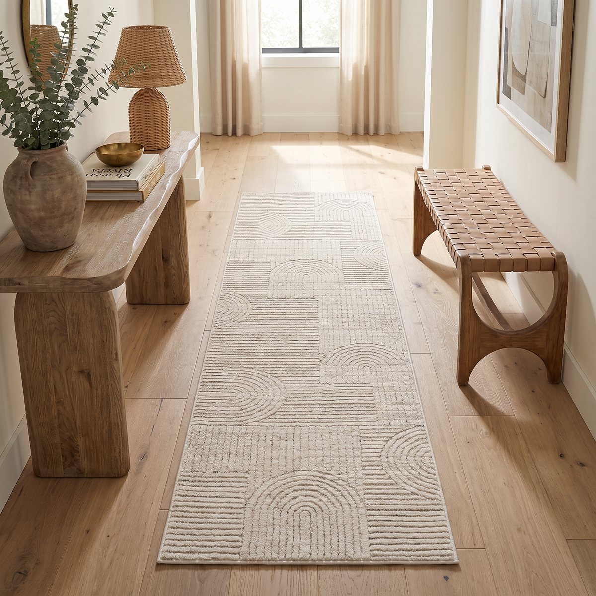 Arcus Geometric Modern Cream and Beige Indoor Rug