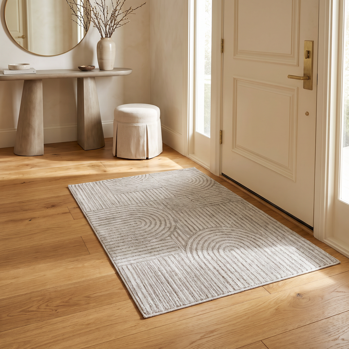 Arcus Geometric Modern Grey and Beige Indoor Rug