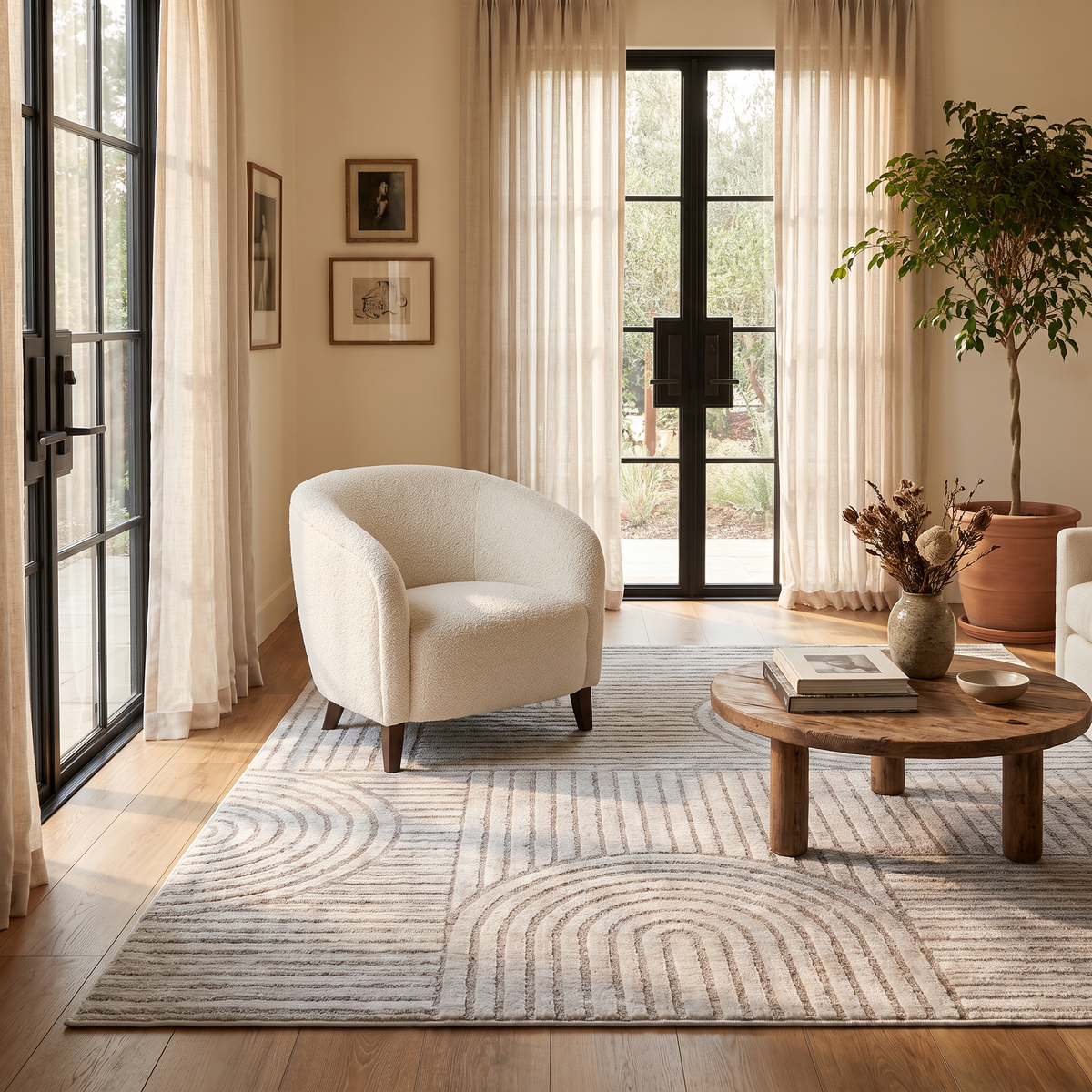 Arcus Geometric Modern Grey and Beige Indoor Rug