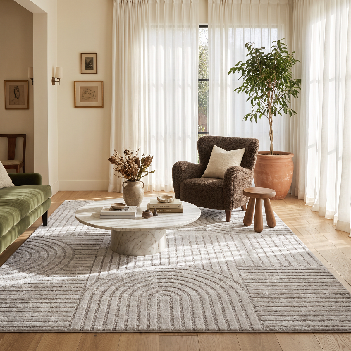 Arcus Geometric Modern Grey and Beige Indoor Rug