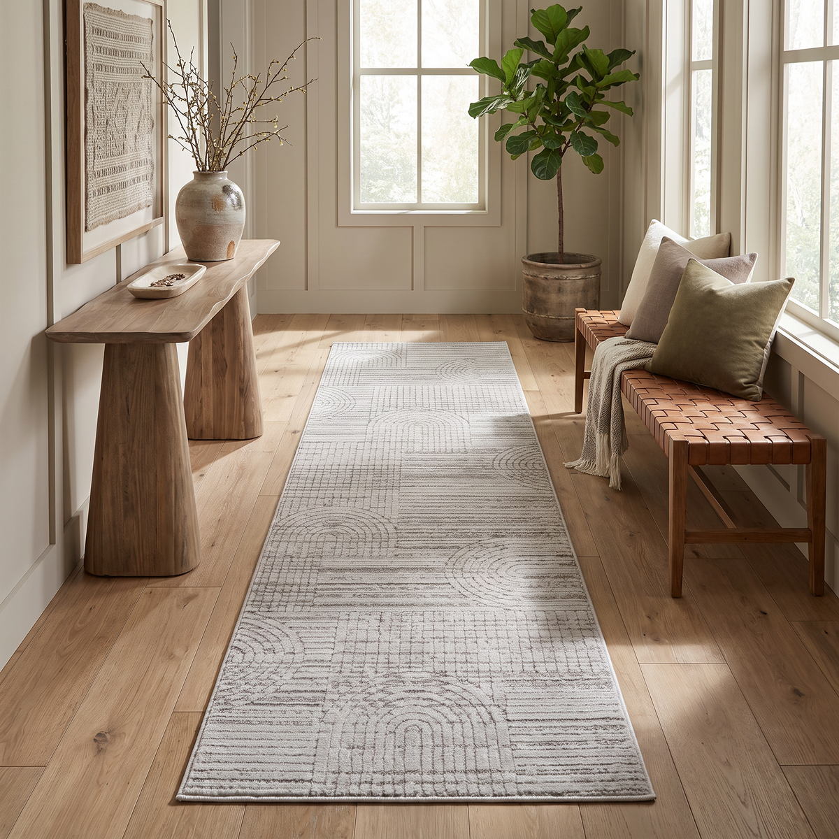 Arcus Geometric Modern Grey and Beige Indoor Rug