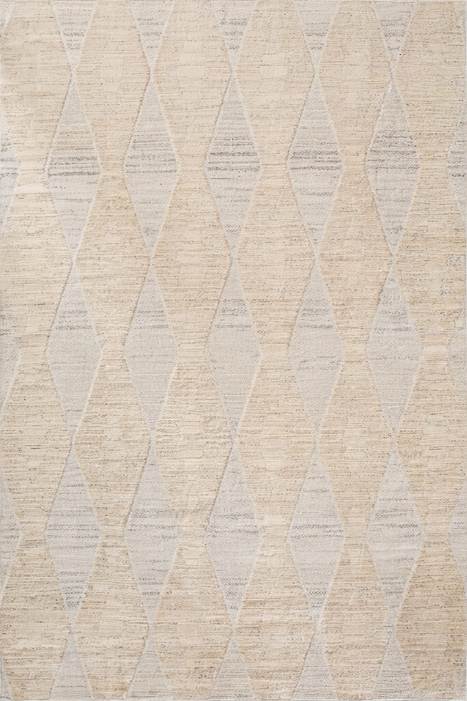 Alfombra de interior contemporánea Vellum Chevron color crema y beige