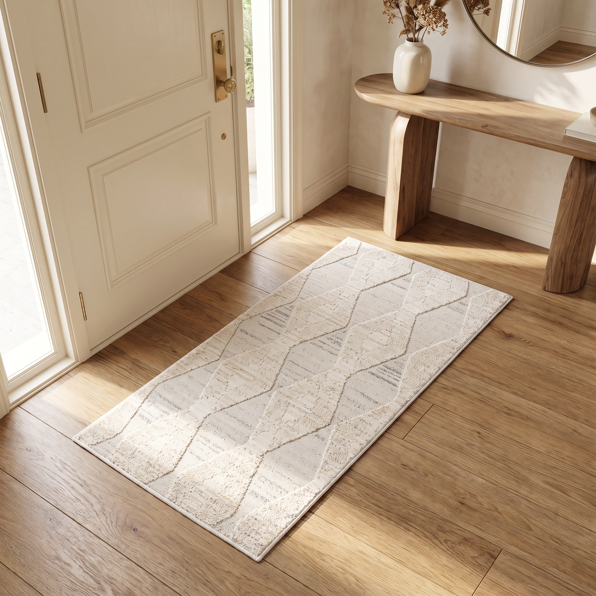 Vellum Chevron Contemporary Cream and Beige Indoor Rug