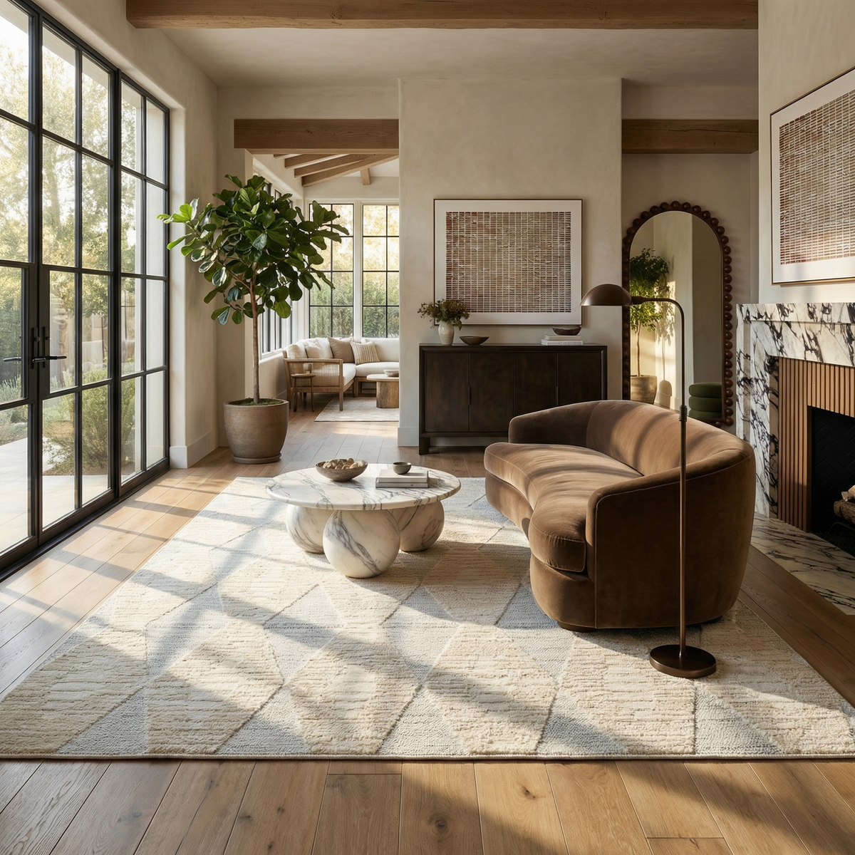 Vellum Chevron Contemporary Cream and Beige Indoor Rug