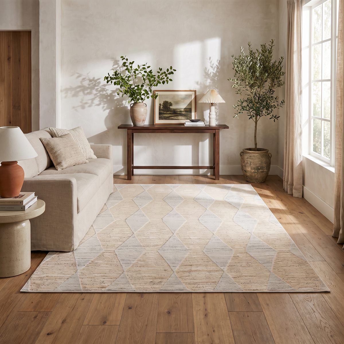 Vellum Chevron Contemporary Cream and Beige Indoor Rug