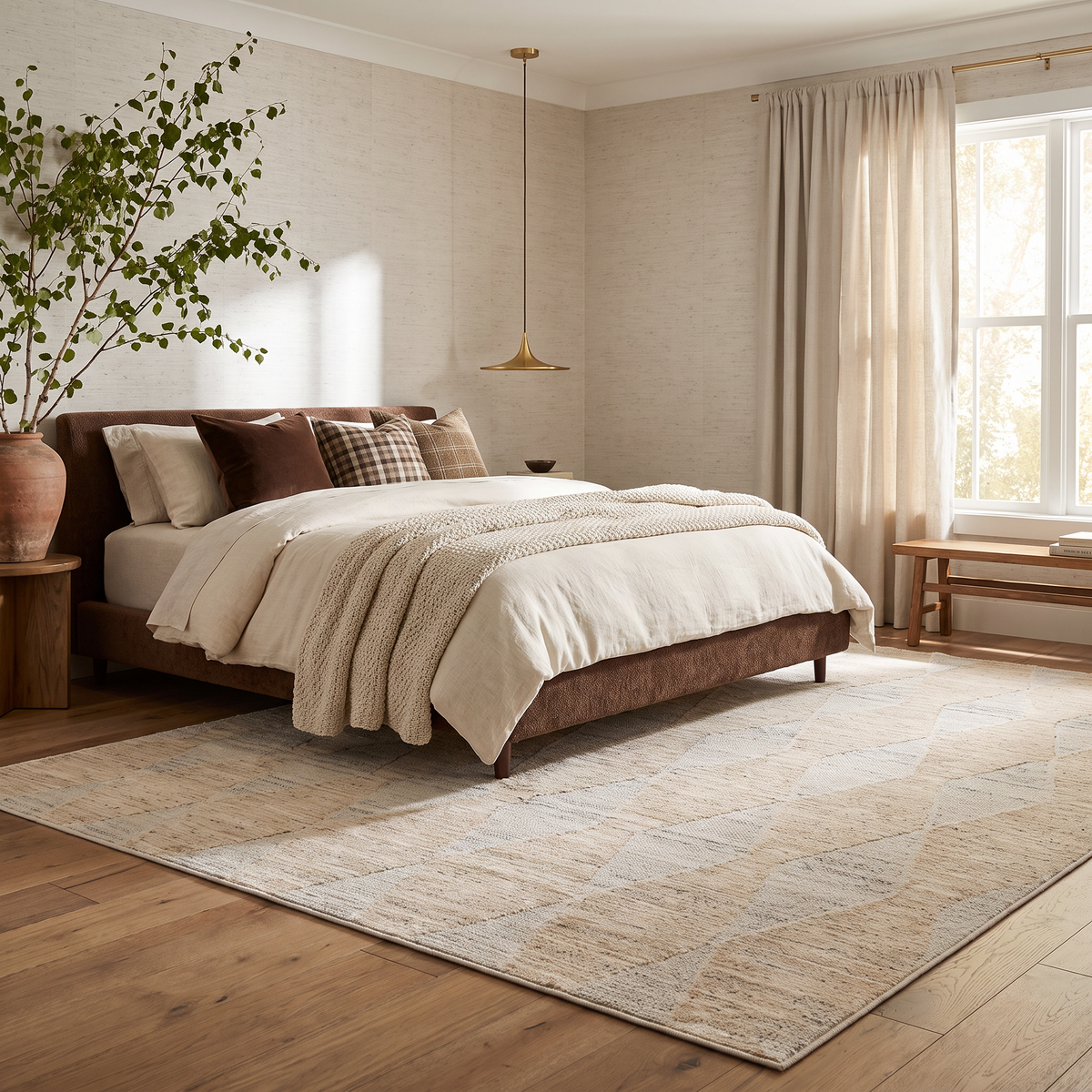 Vellum Chevron Contemporary Cream and Beige Indoor Rug