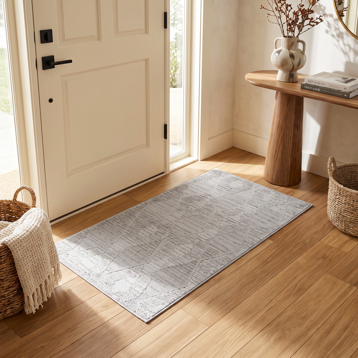 Vellum Chevron Contemporary Grey and Beige Indoor Rug