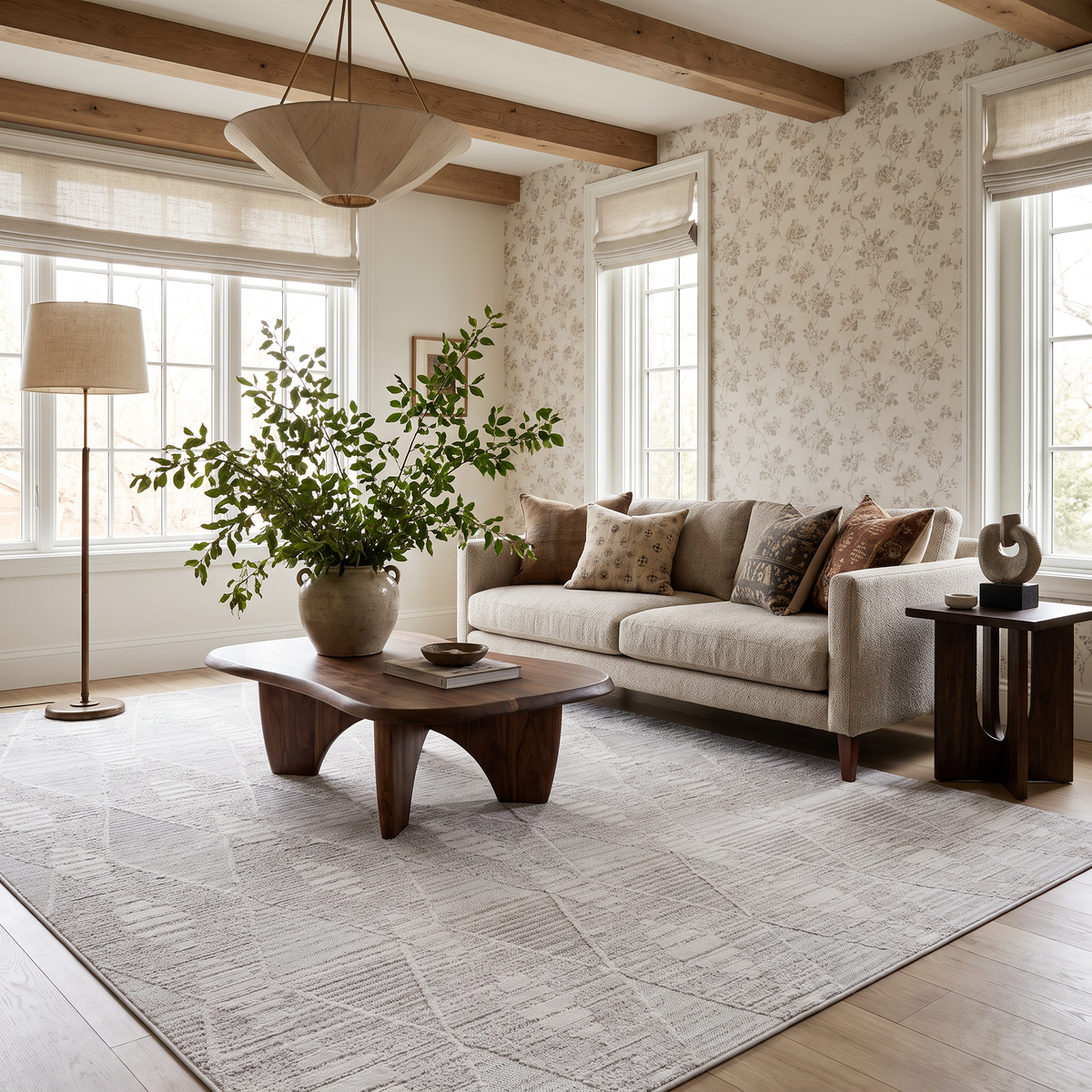 Vellum Chevron Contemporary Grey and Beige Indoor Rug