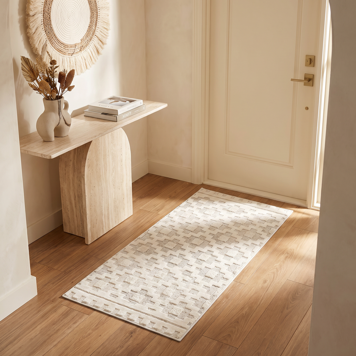 Talis Geometric Contemporary Beige and Cream Indoor Rug
