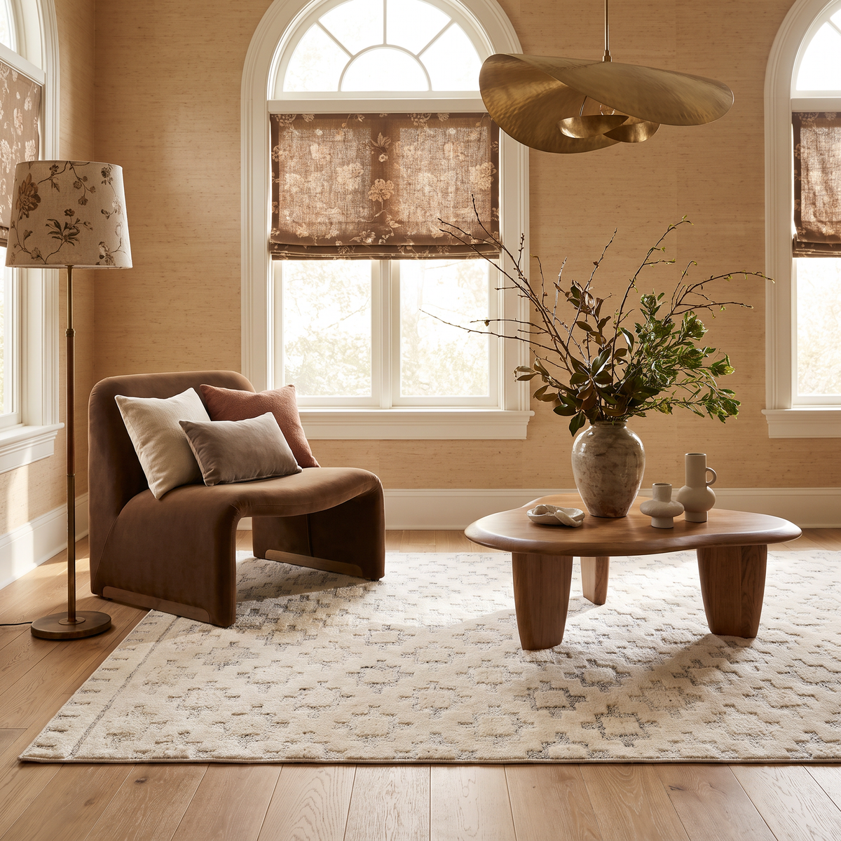 Talis Geometric Contemporary Beige and Cream Indoor Rug