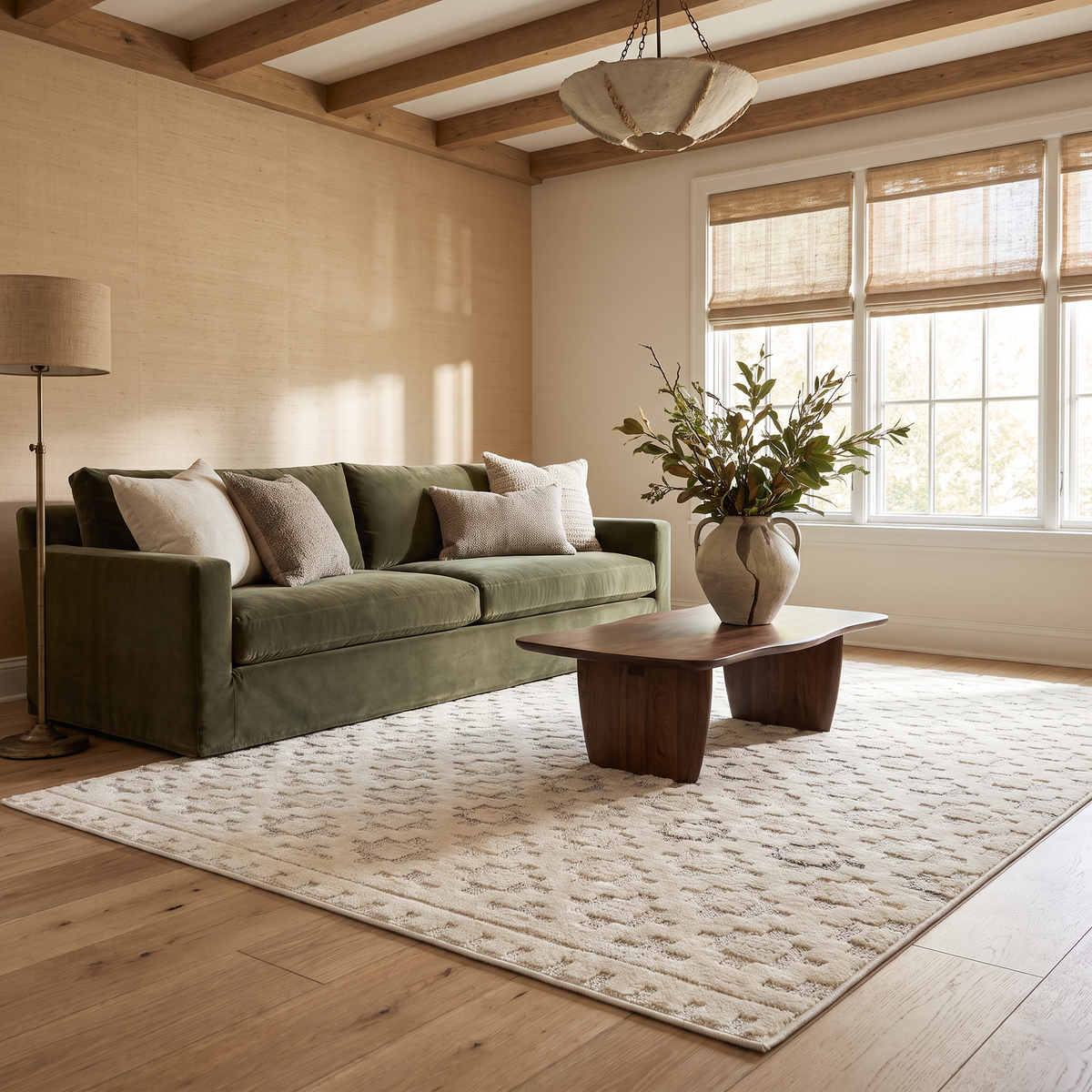 Talis Geometric Contemporary Beige and Cream Indoor Rug