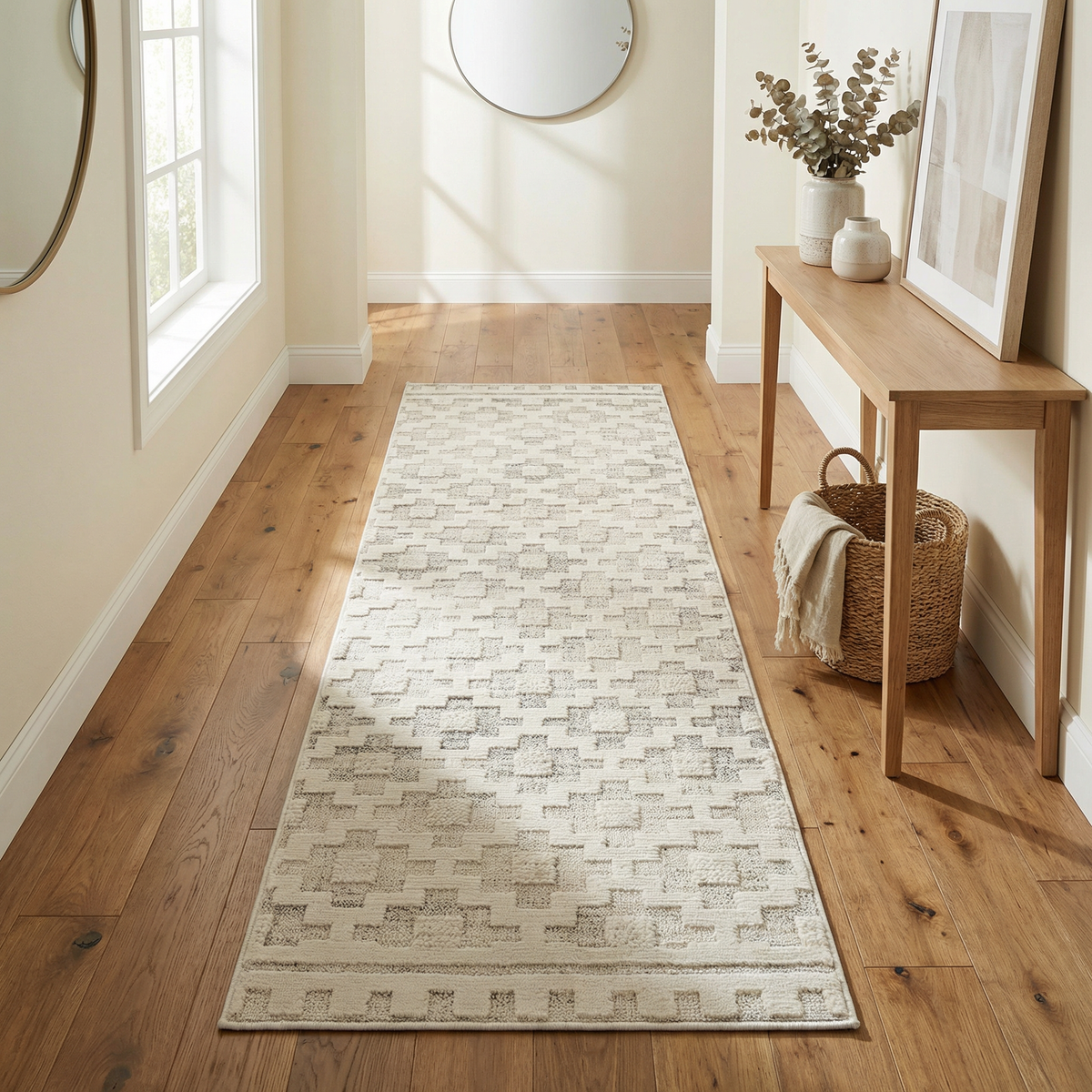 Talis Geometric Contemporary Beige and Cream Indoor Rug