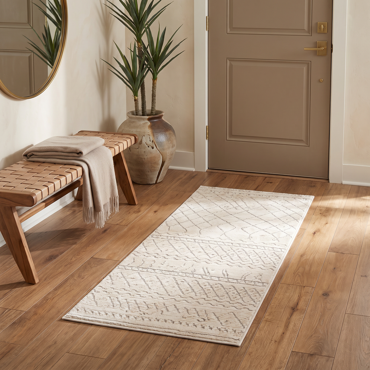 Satori Boho Contemporary Beige and Cream Indoor Rug