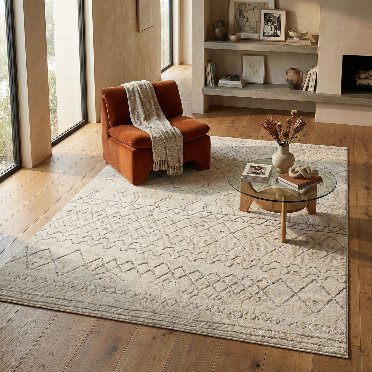 Satori Boho Contemporary Beige and Cream Indoor Rug