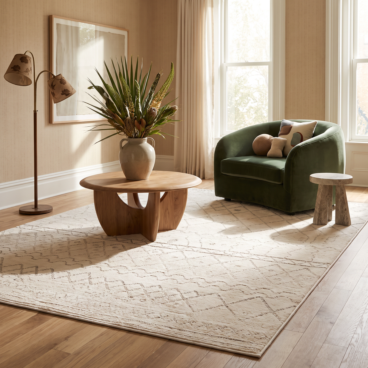 Satori Boho Contemporary Beige and Cream Indoor Rug