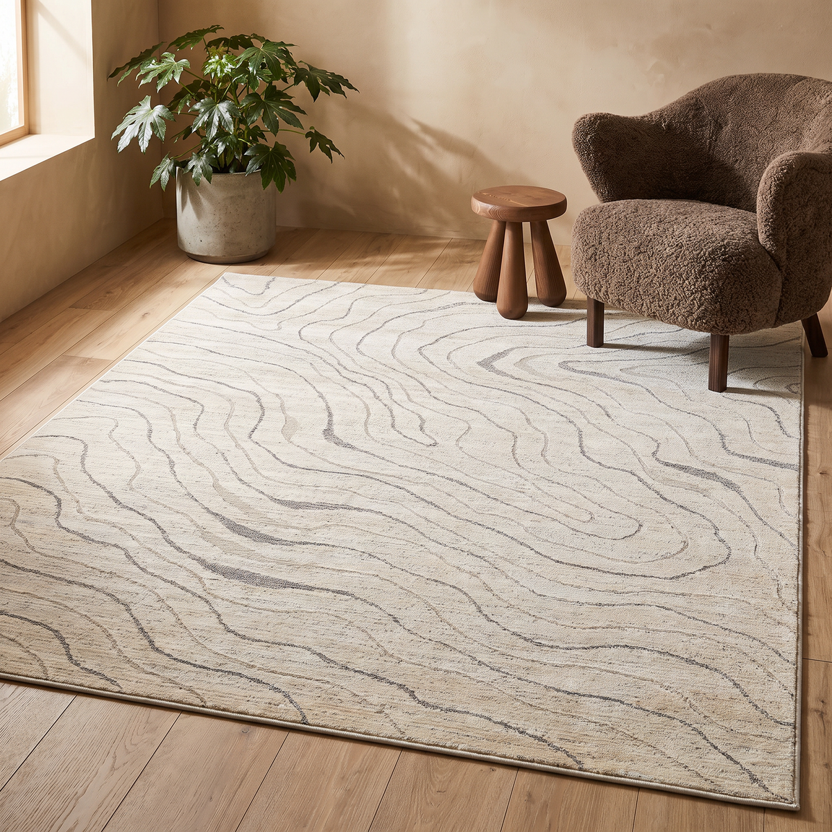 Velora Abstract Modern Beige Indoor Rug