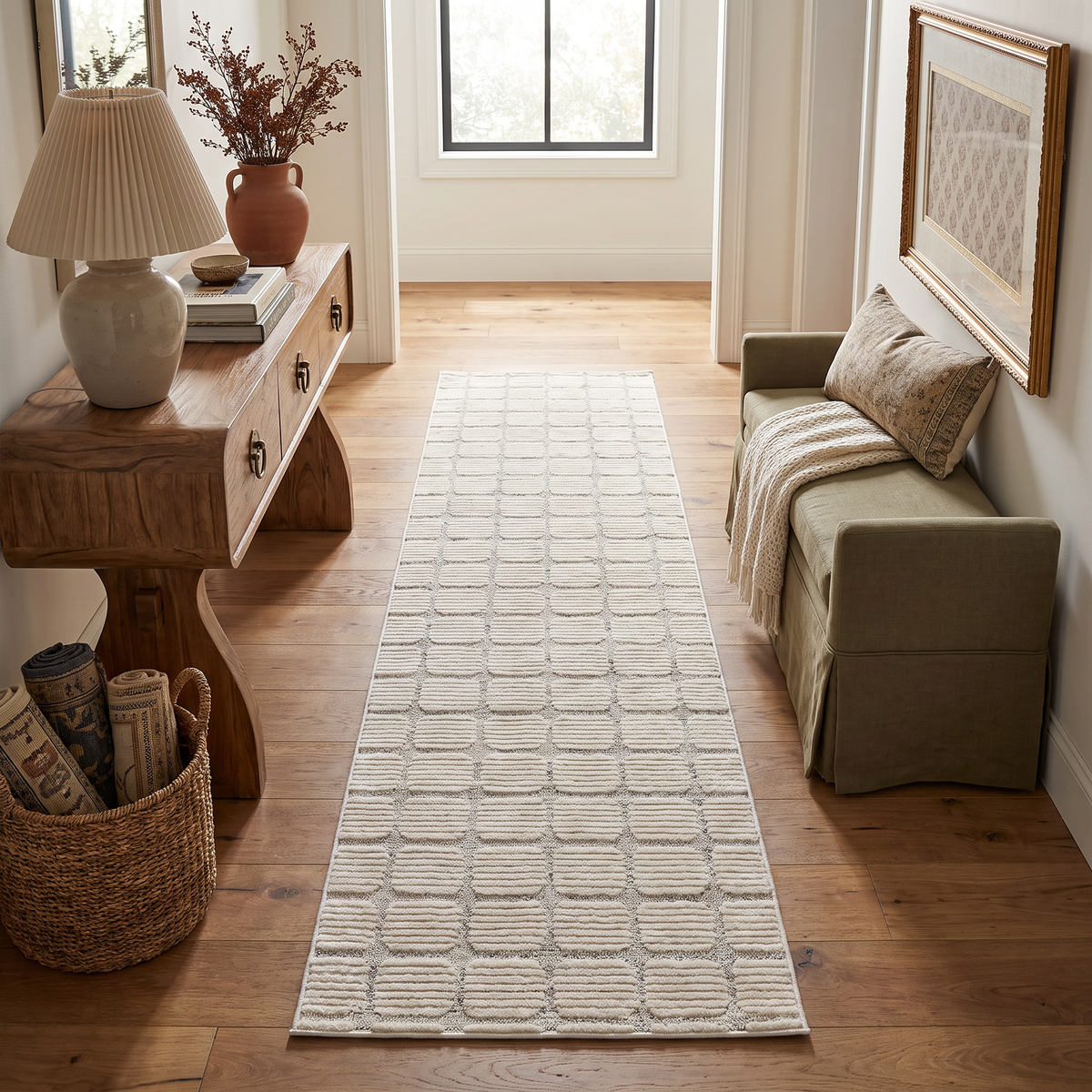 Seranova Checkered Modern Beige Indoor Rug
