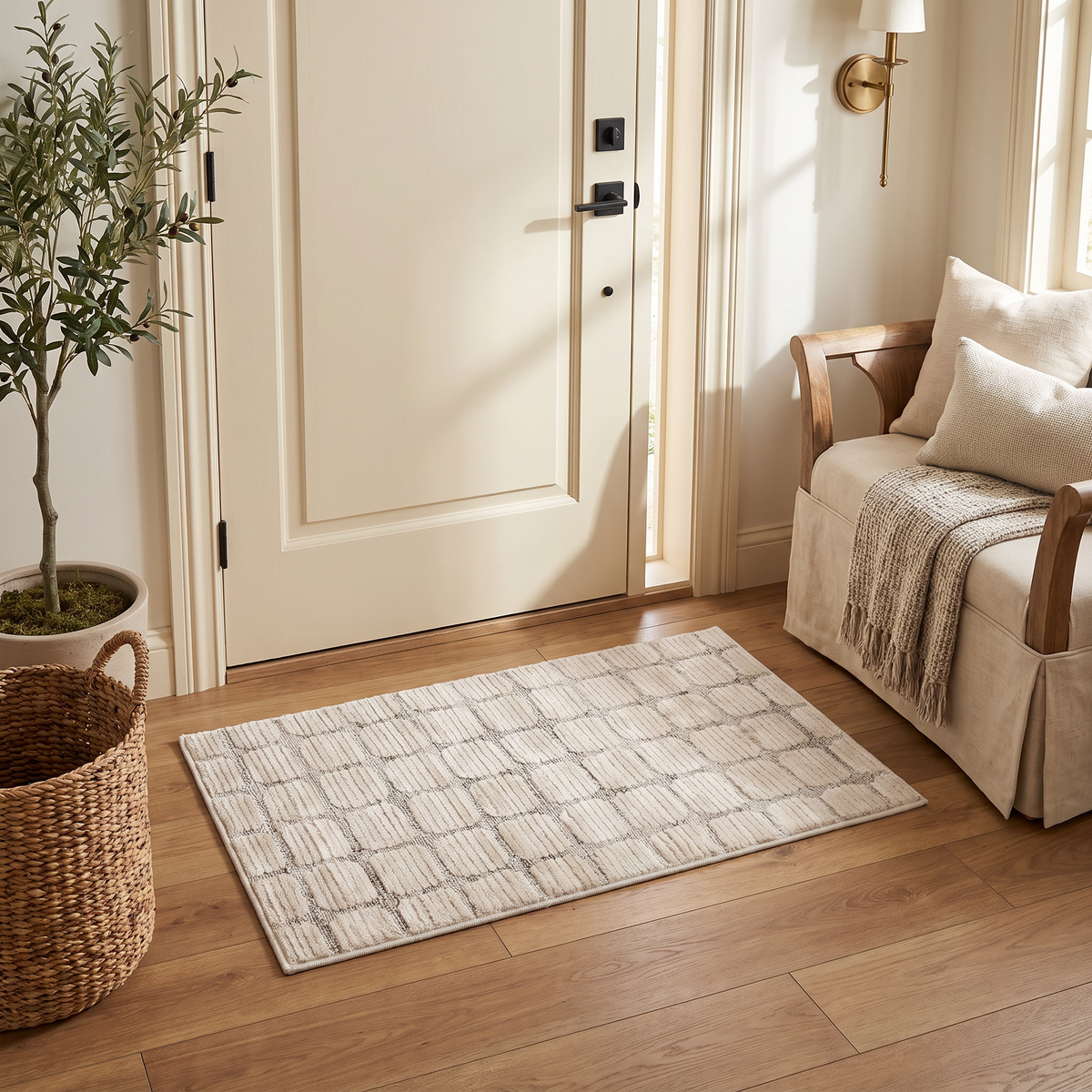 Seranova Checkered Modern Beige Indoor Rug