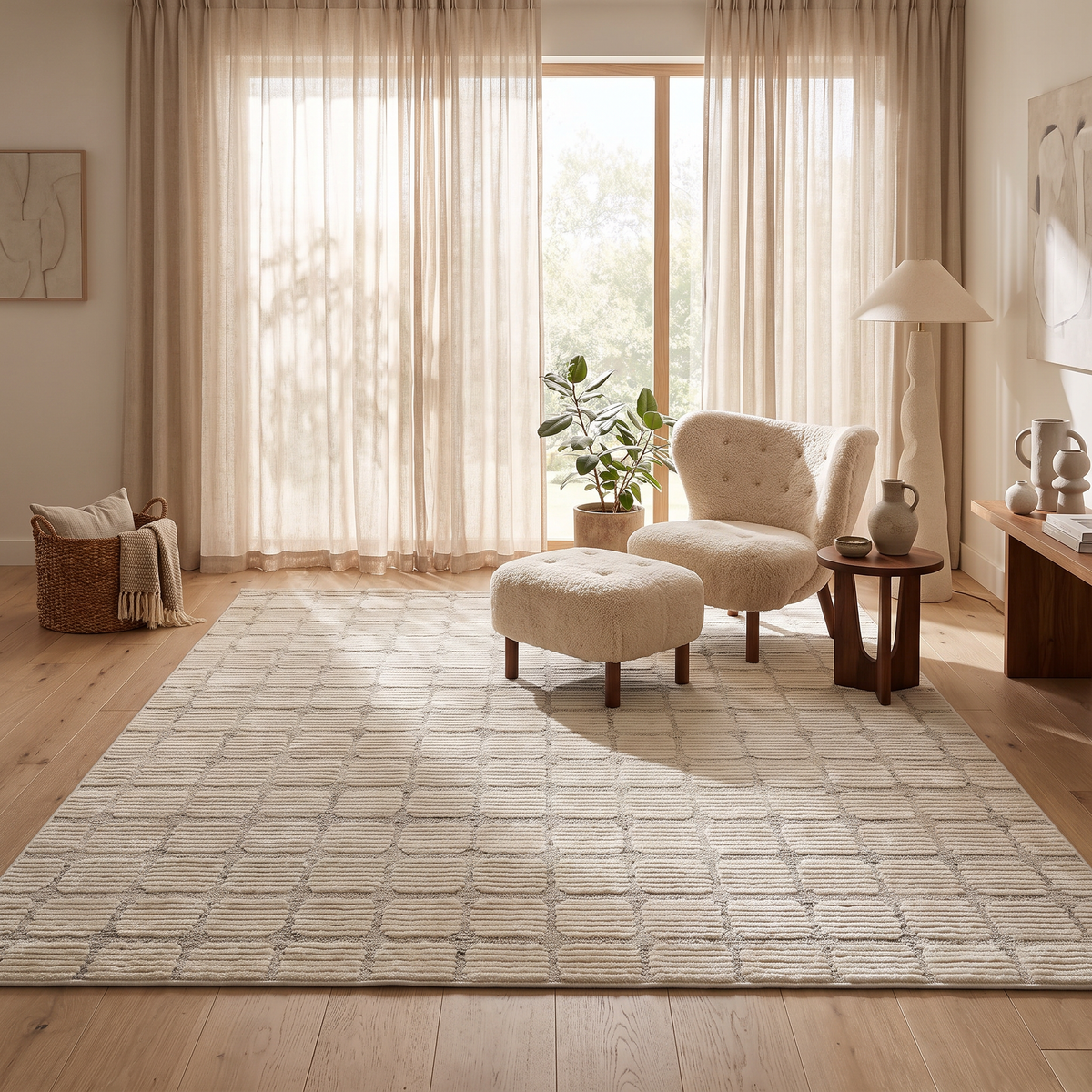 Seranova Checkered Modern Beige Indoor Rug