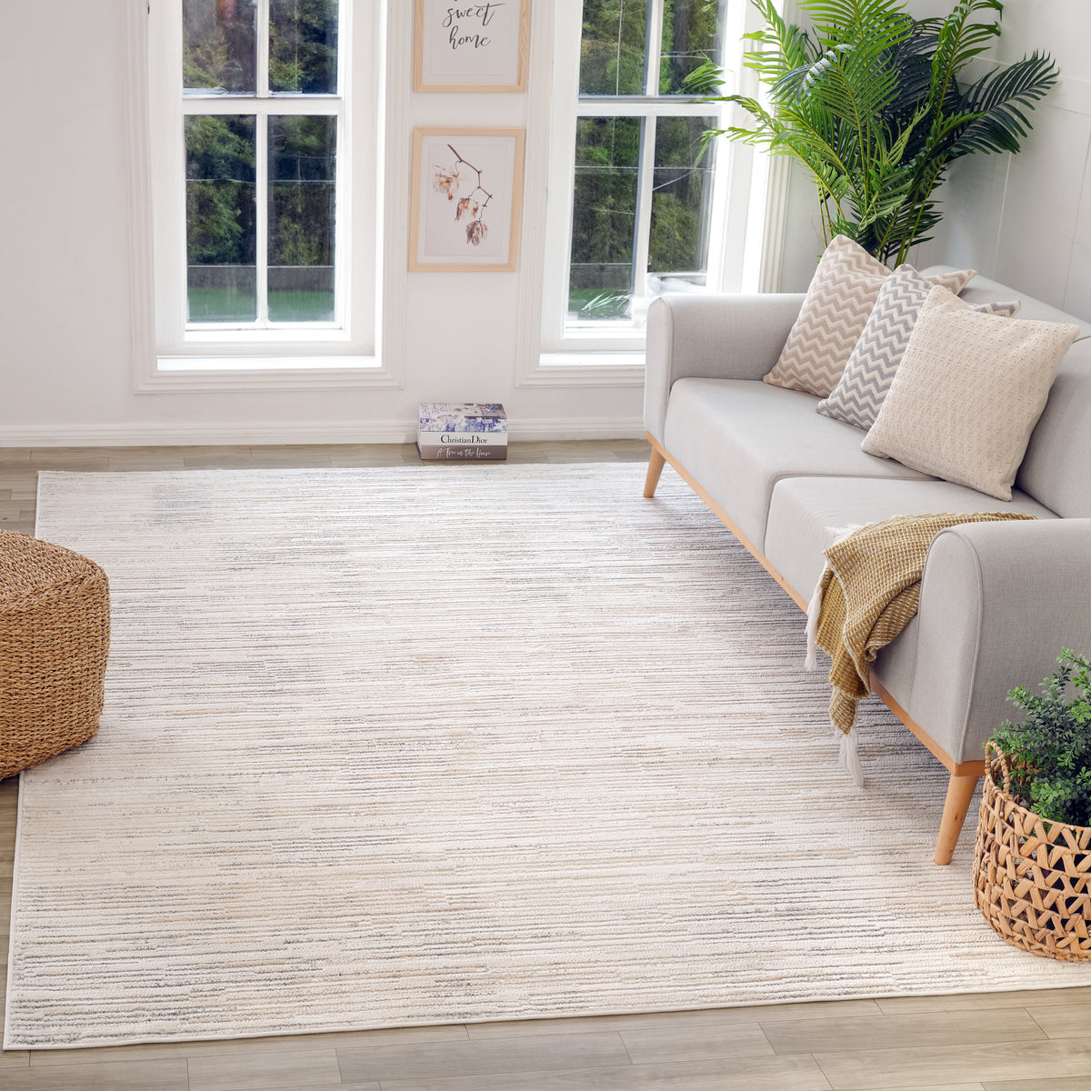 Kaori Abstract Contemporary Beige and Cream Indoor Rug