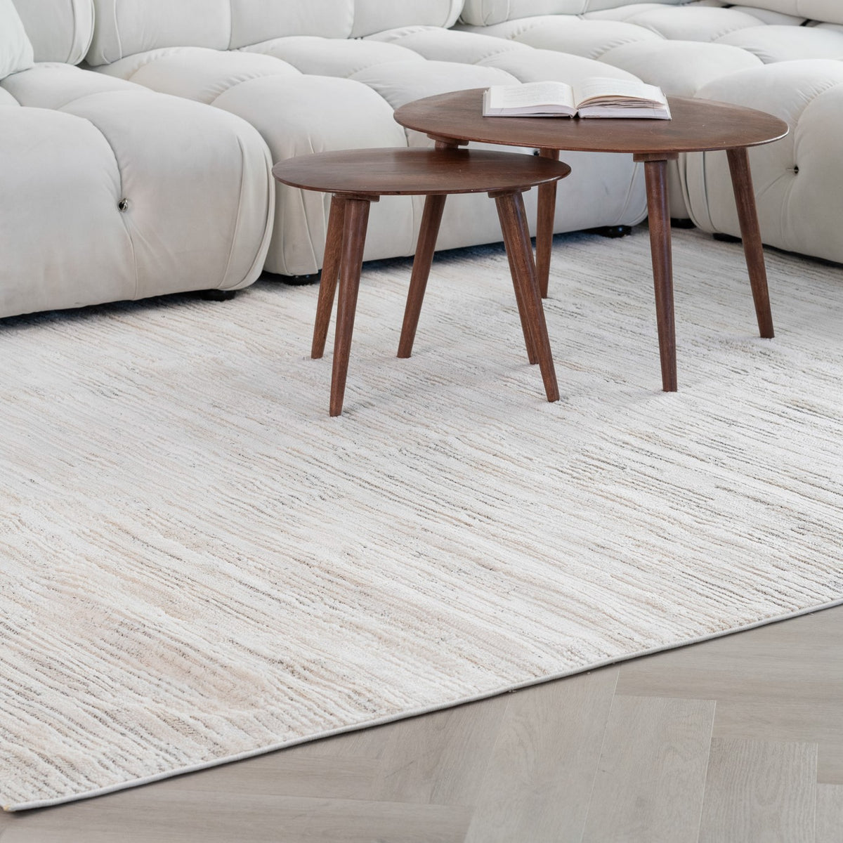 Kaori Abstract Contemporary Beige and Cream Indoor Rug