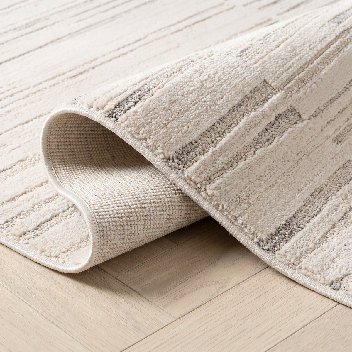 Inari Abstract Contemporary Beige and Cream Indoor Rug