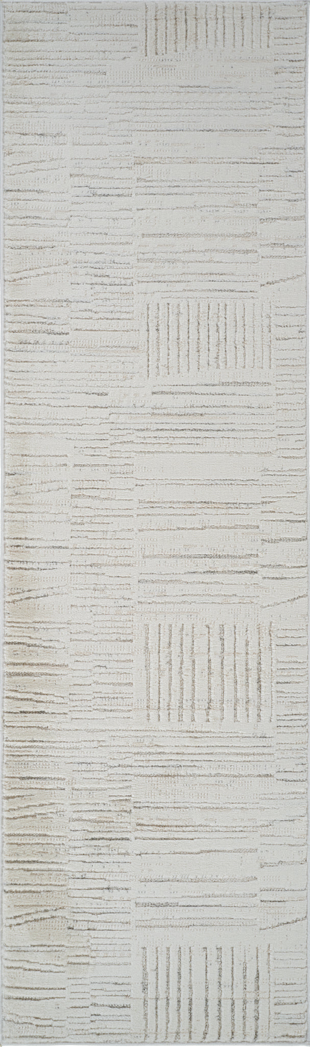 Inari Abstract Contemporary Beige and Cream Indoor Rug