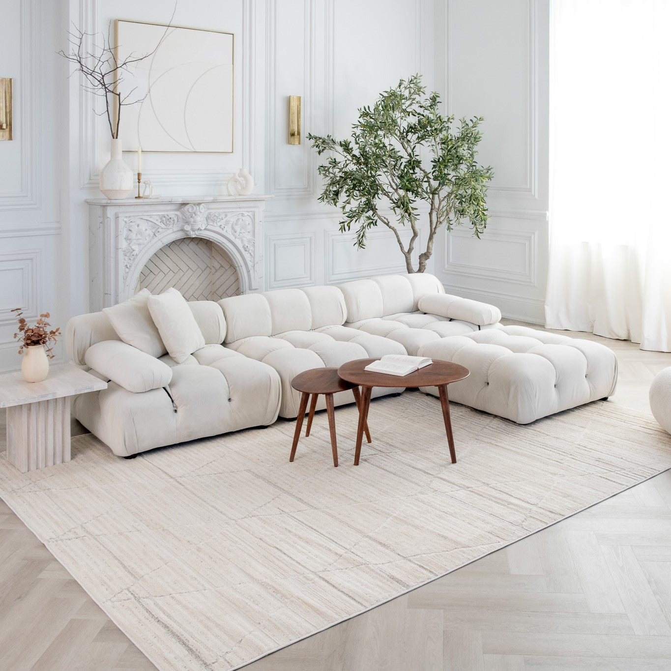 Tapis beige abstrait moderne Astra