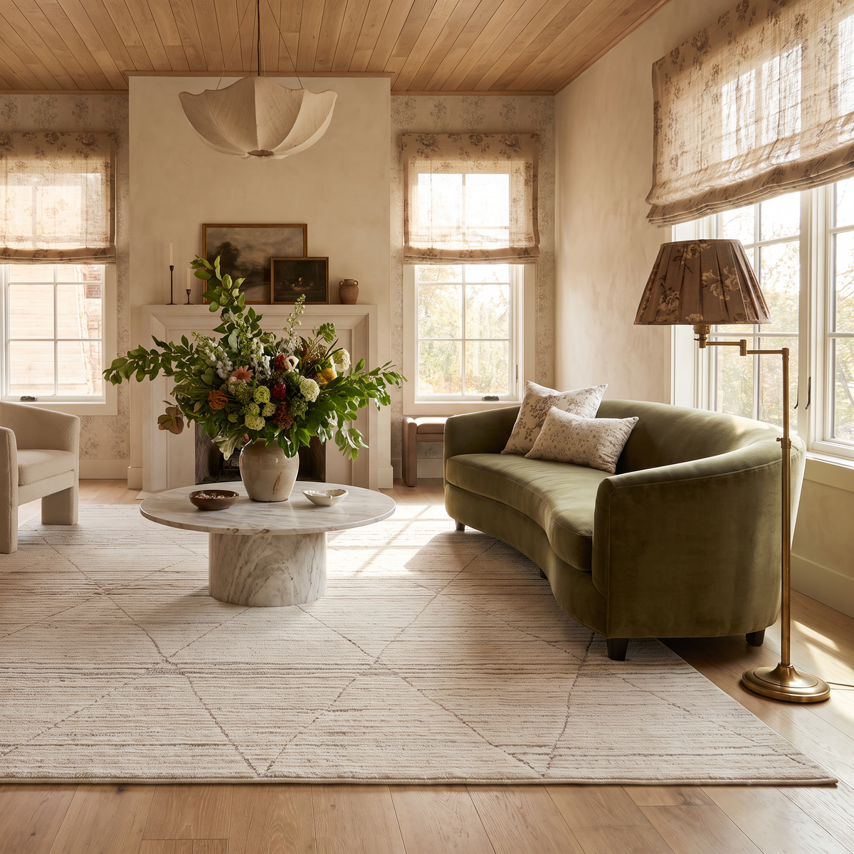 Anaya Geometric Contemporary Beige and Cream Indoor Rug