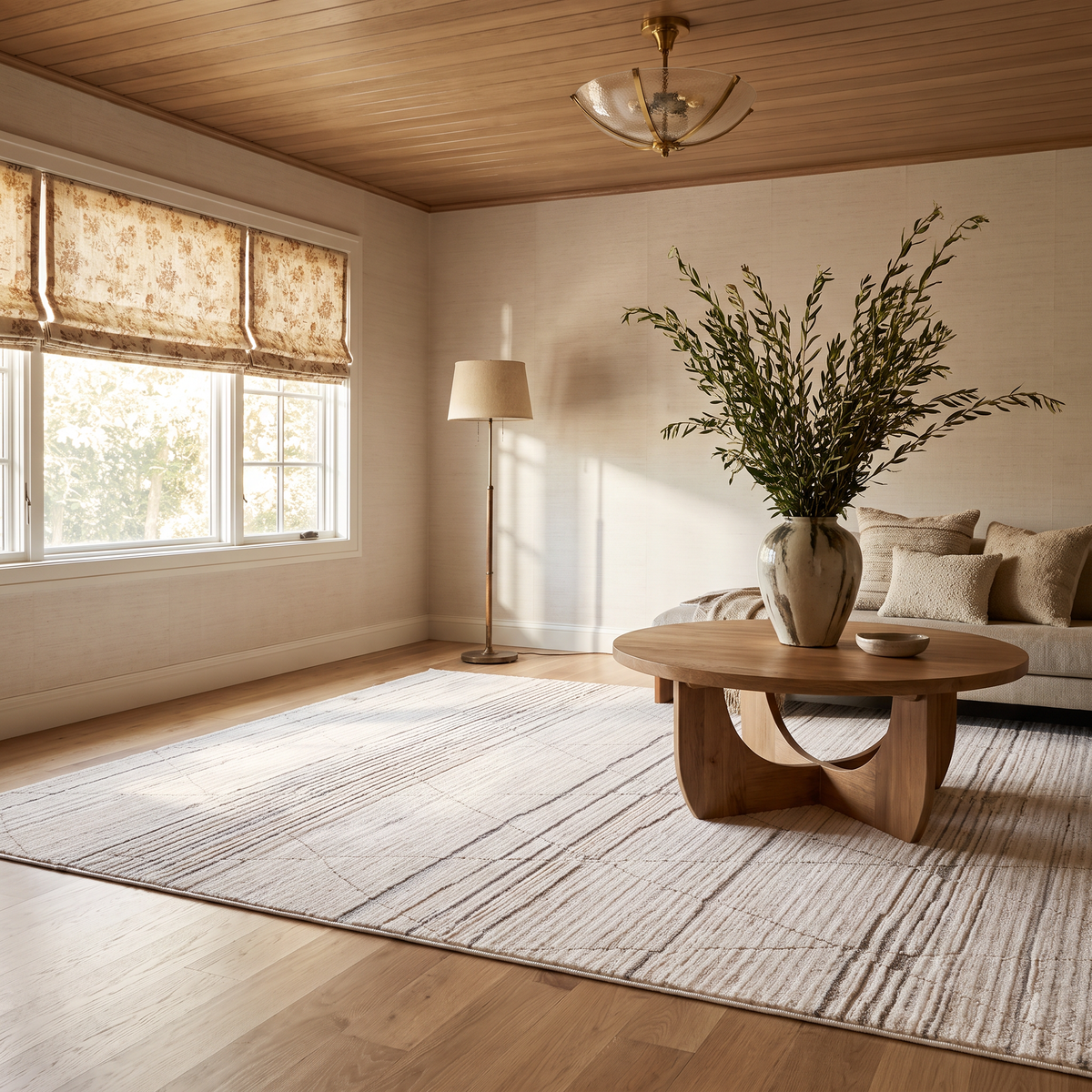 Anaya Geometric Contemporary Beige and Cream Indoor Rug