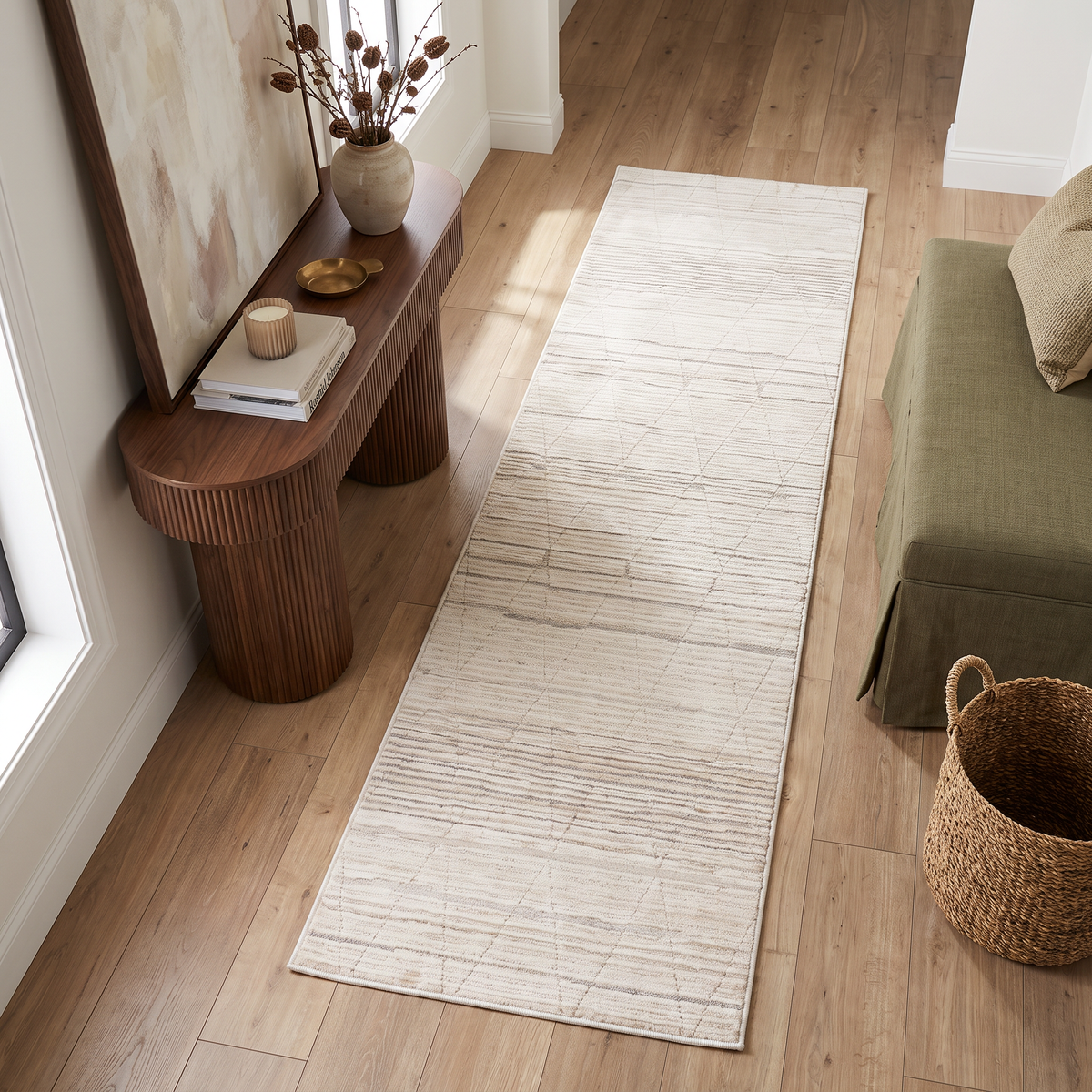 Anaya Geometric Contemporary Beige and Cream Indoor Rug
