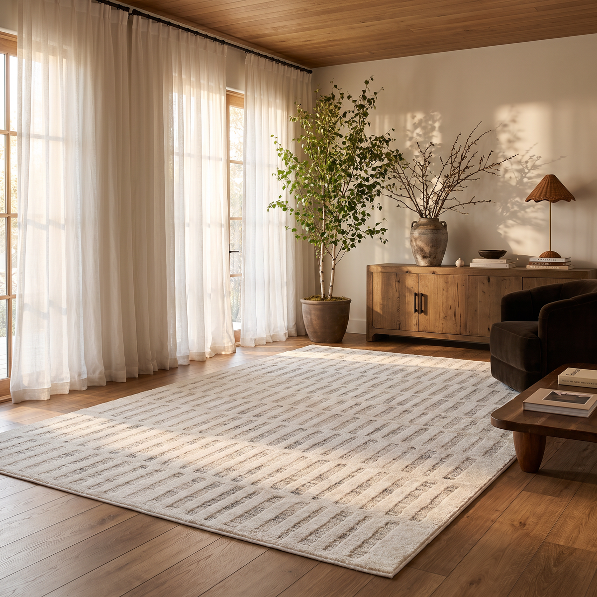 Tapis beige abstrait moderne Astra