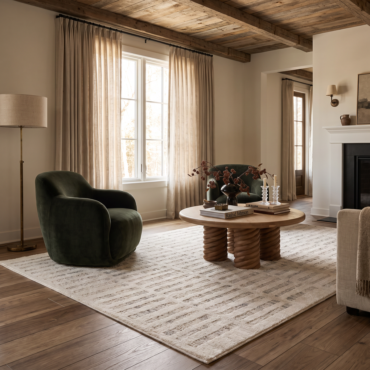 Tapis beige abstrait moderne Astra