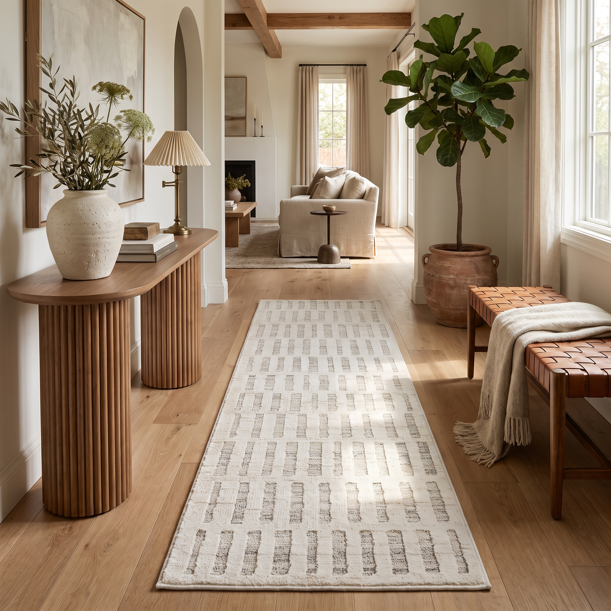 Tapis beige abstrait moderne Astra