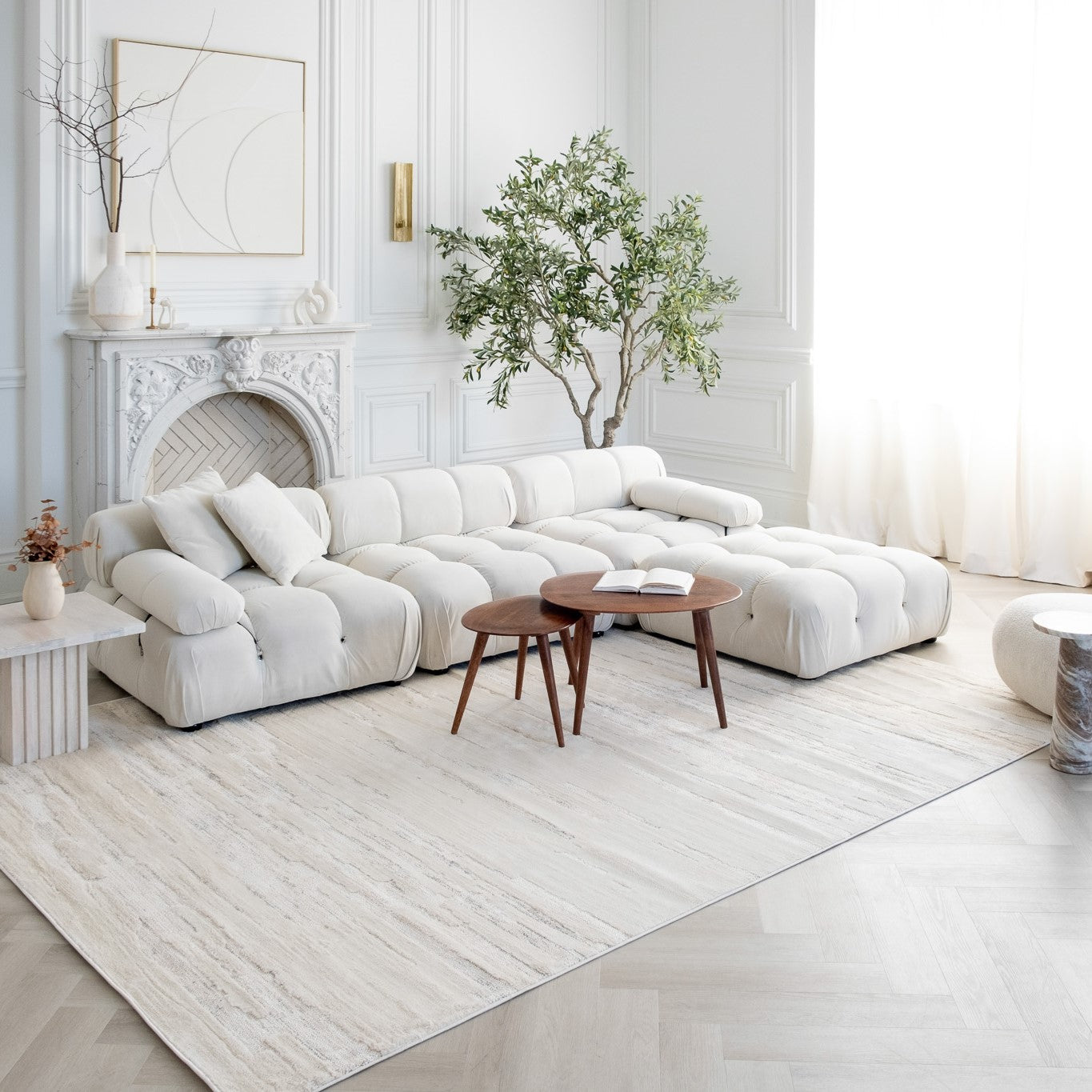 Tapis beige abstrait moderne Astra