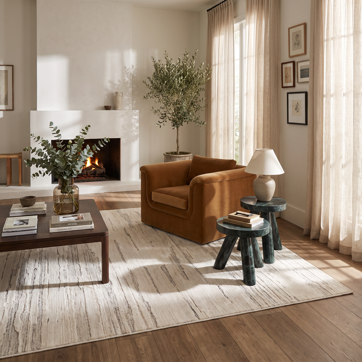 Soma Abstract Contemporary Beige and Cream Indoor Rug