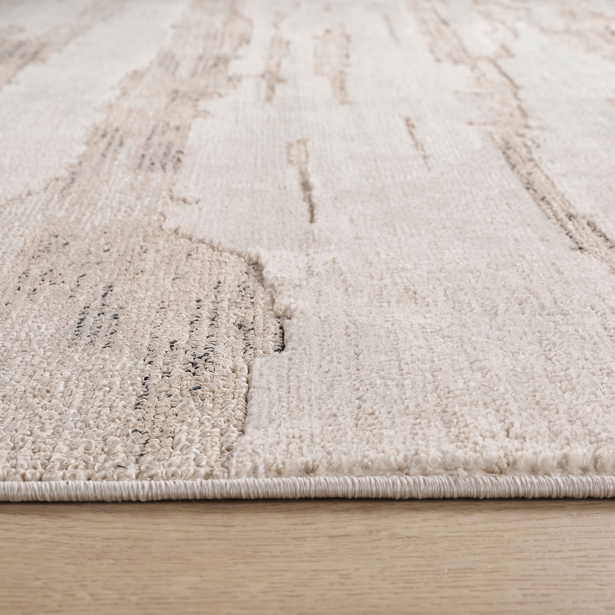 Alfombra de interior contemporánea Soma abstracta beige y crema