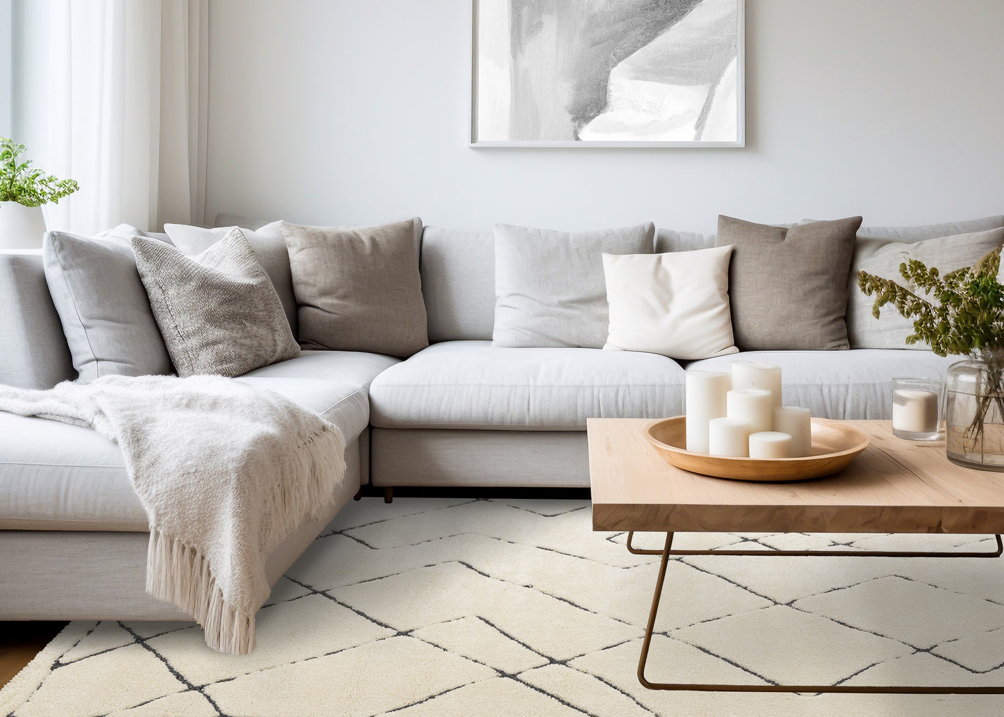 Contemporary Trellis Cream Area Rug