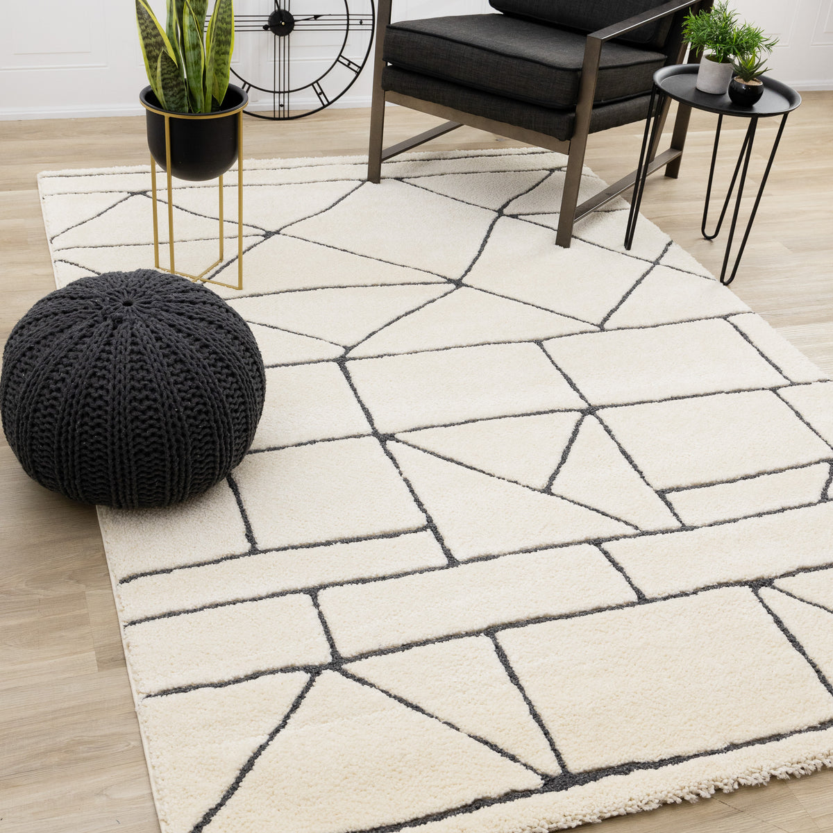 Contemporary Geometric Cream Area Rug