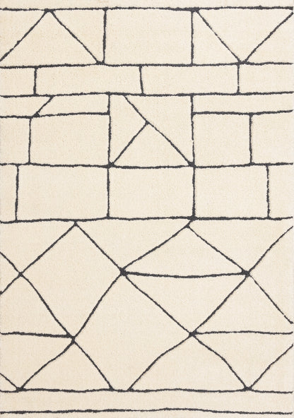 Contemporary Geometric Cream Area Rug-3